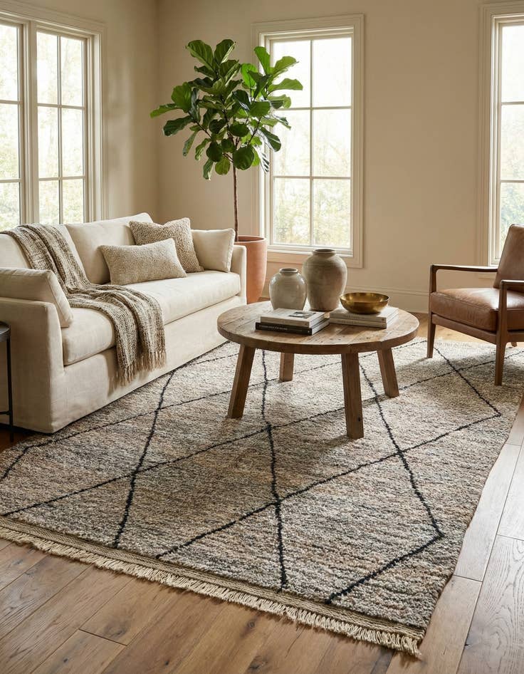 Detail image of 6' 5 x 10' 4  Hand Knotted Moroccan Wool Rug