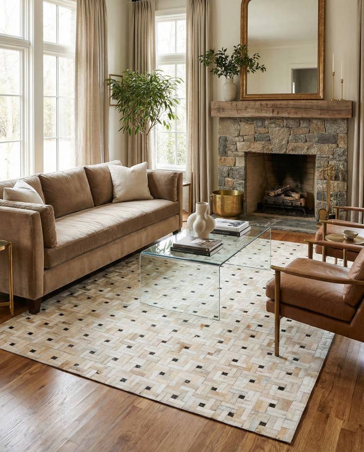 Detail image of 5' 1 x 8' Cowhide Stocks Rug