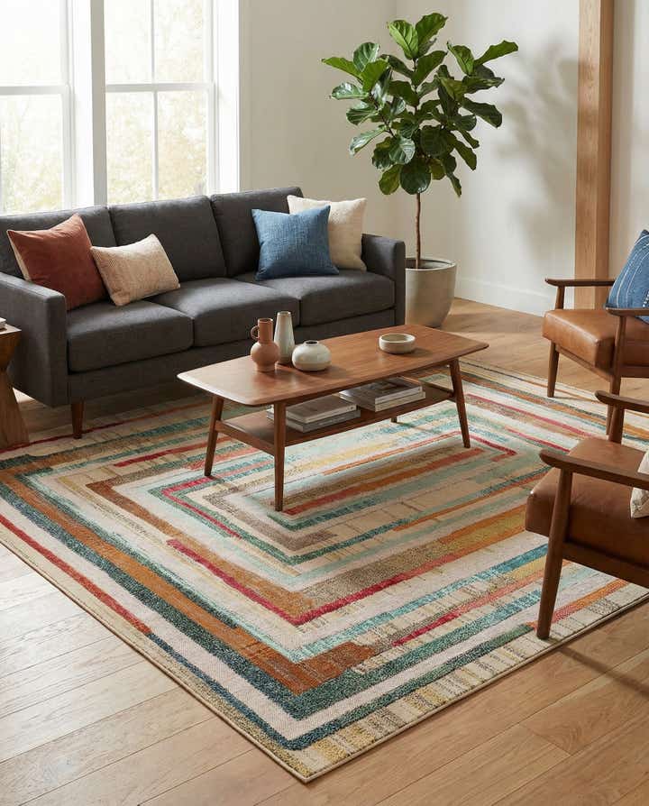 7' 10 x 7' 10 Easy-Clean Casablanca Indoor / Outdoor Square Rug