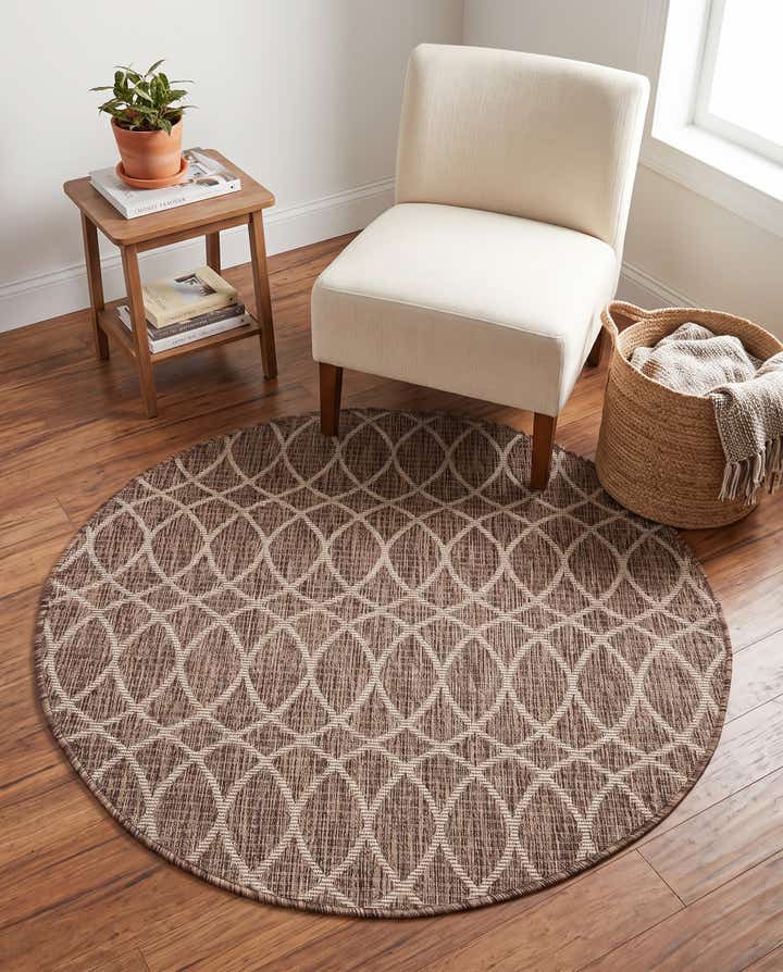 4' x 4' Easy-Clean Trellis Indoor / Outdoor Round Rug