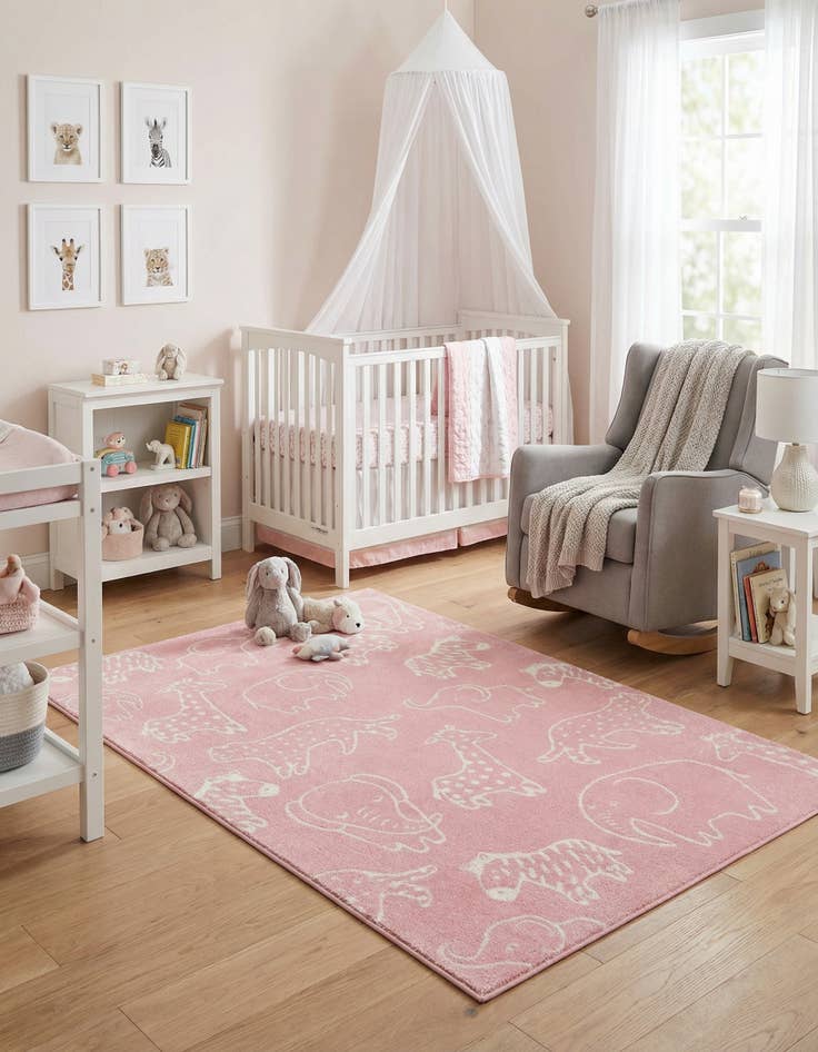 Detail image of  5' 3 x 8' Animals Whimsy Kids Rug