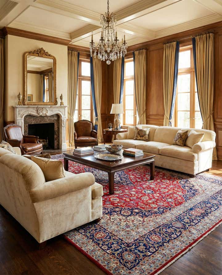 9' 9 x 13' 2 Hand Knotted Kashan Persian Wool Rug