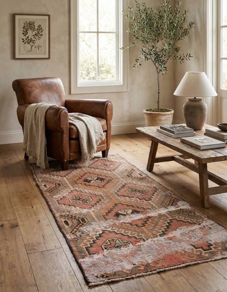 Detail image of 3' 1 x 6' 2  Hand Knotted Ultra Vintage Persian Wool Runner Rug