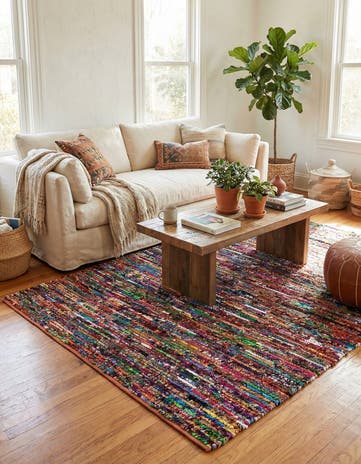 9' x 12' 2 Handmade Braided Chindi Rug