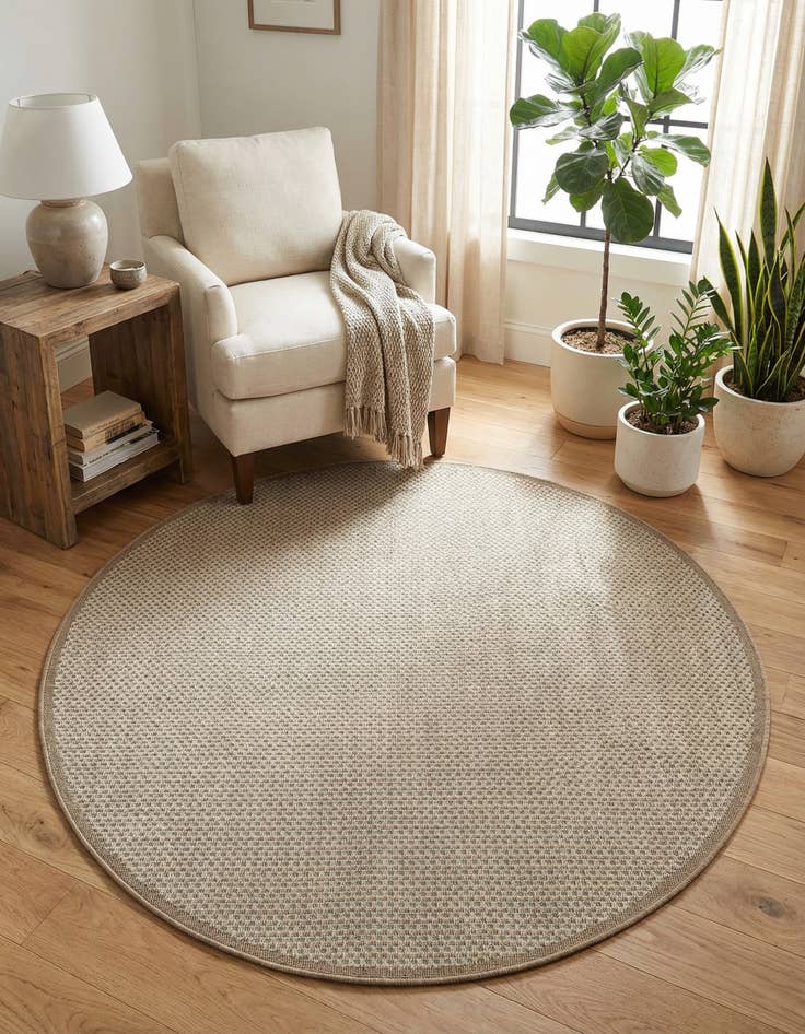 Detail image of 6' x 6'  Washable Border Indoor / Outdoor Round Rug