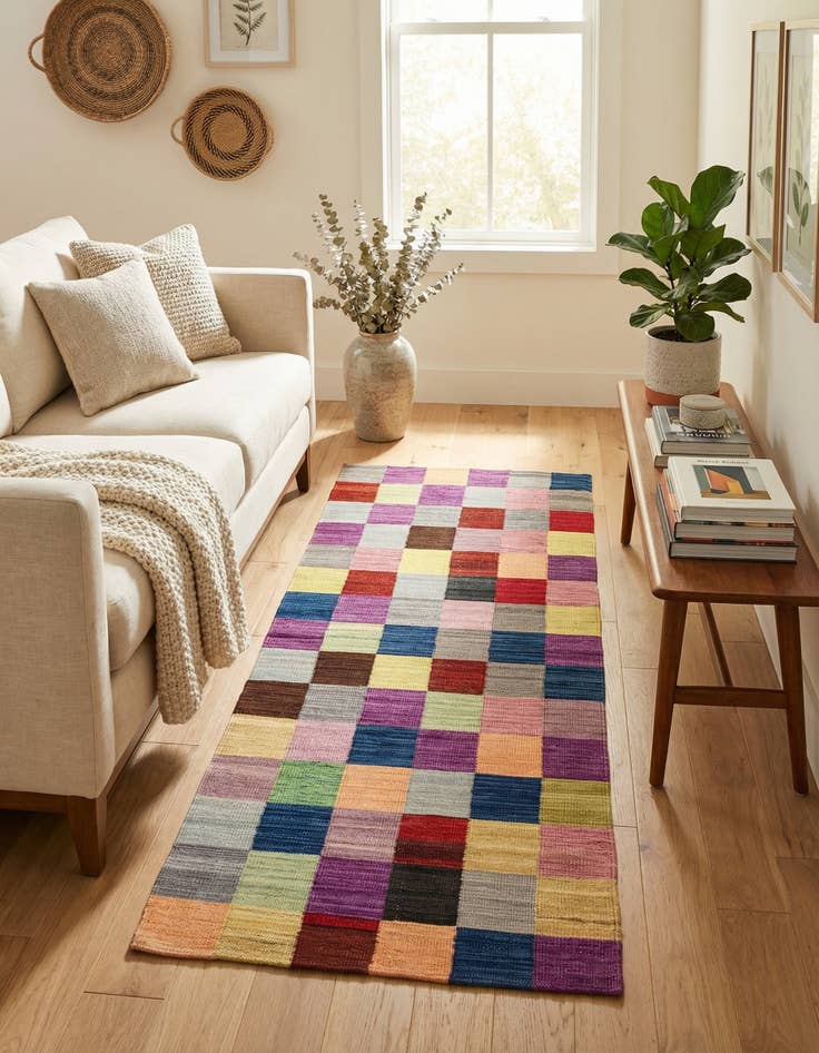 Detail image of 2' 9 x 6' 8  Hand Woven Kilim Modern Wool Runner Rug