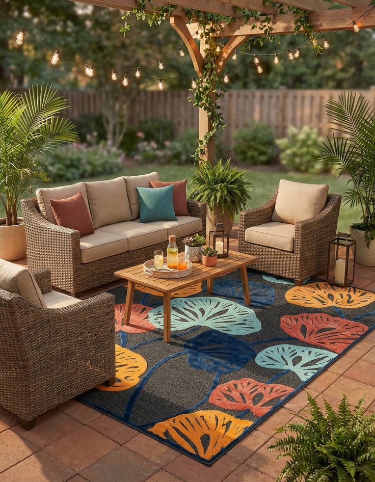 Detail image of 9' x 12'  Washable Belize Indoor / Outdoor Rug