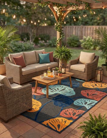 Charcoal Easy-Clean Belize Indoor / Outdoor Rug