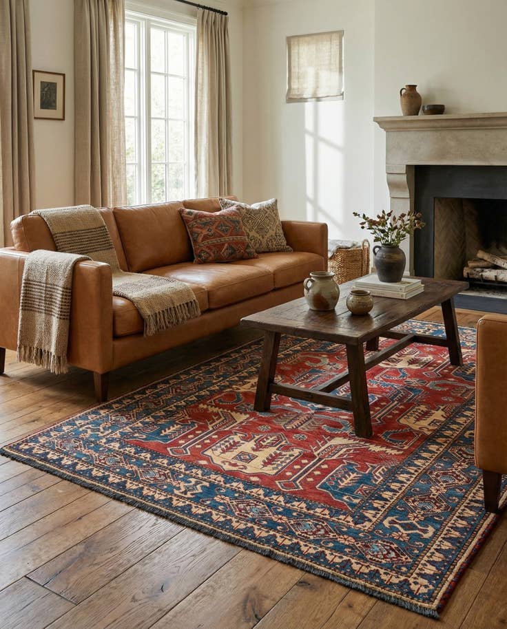 Detail image of 5' 2 x 6' 9 Hand Knotted Kazak Wool Rug