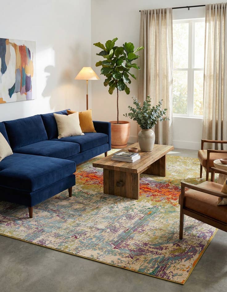 Detail image of 10' x 14'  Washable Modern Indoor / Outdoor Rug