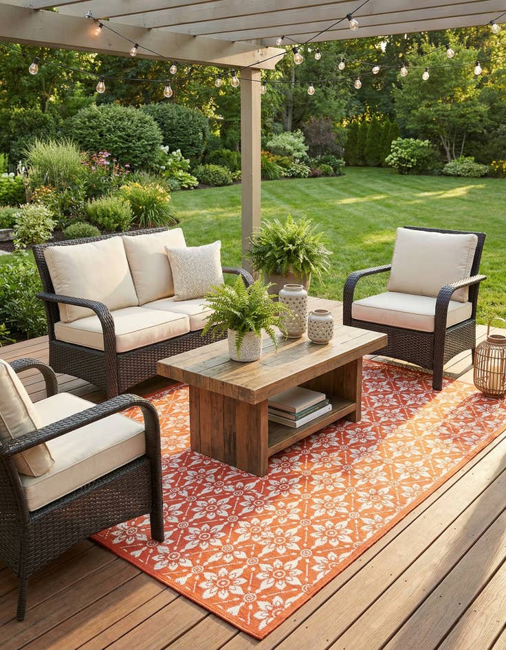 Detail image of  7' 10 x 10'  Washable Lattice Indoor / Outdoor Rug