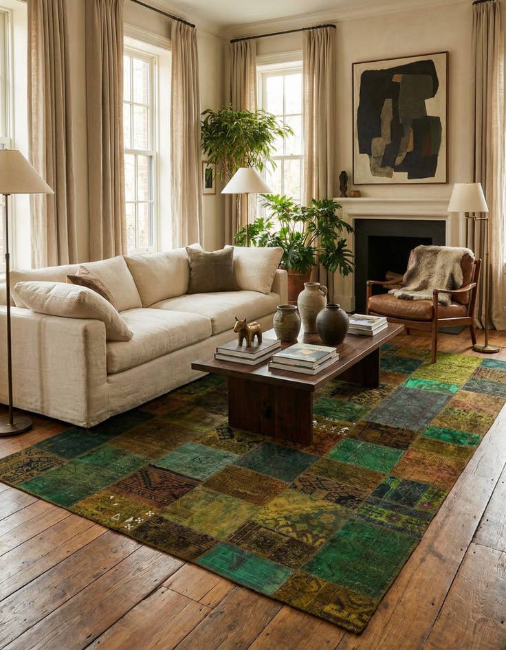 Detail image of  6' 8 x 10'  Hand Knotted Ultra Vintage Persian Wool Rug