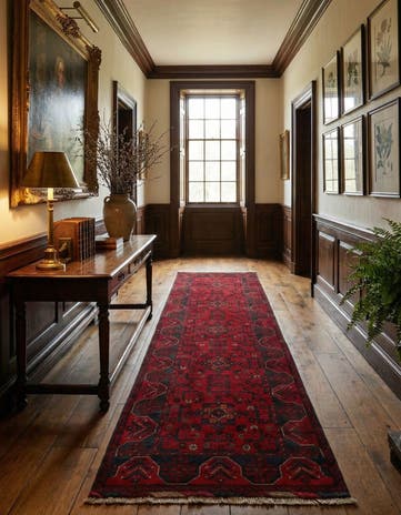 2' 11 x 9' 8 Hand Knotted Khal Mohammadi Wool Runner Rug