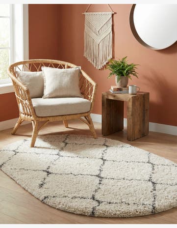 Ivory Marrakesh Shag Oval Rug
