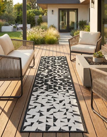 2' 7 x 12' Easy-Clean Modern Indoor / Outdoor Runner Rug