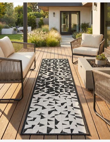 2' 7 x 12' Easy-Clean Modern Indoor / Outdoor Runner Rug