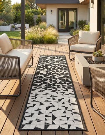 2' 7 x 12' Easy-Clean Modern Indoor / Outdoor Runner Rug