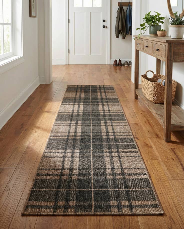 Detail image of 2' x 8' Easy-Clean Checkered Indoor / Outdoor Runner Rug
