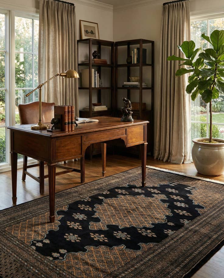 Detail image of 4' 2 x 6' 5 Hand Knotted Bokhara Oriental Wool Rug