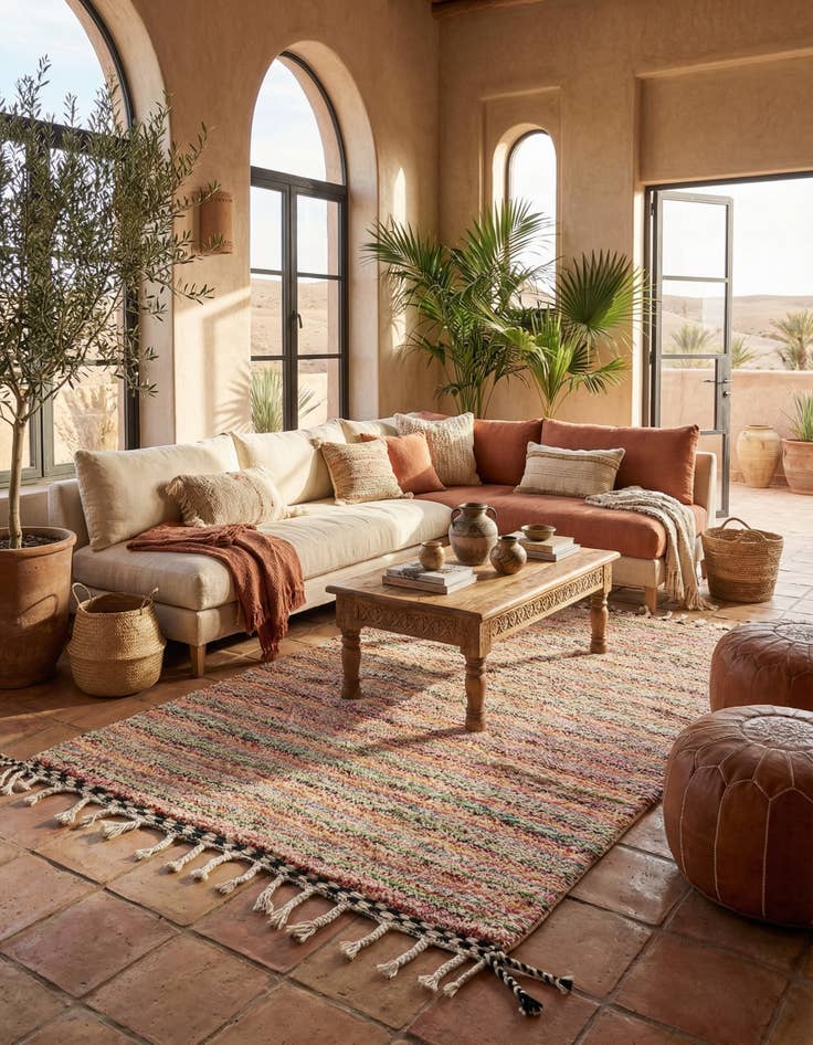 Detail image of 4' 10 x 8' 7  Hand Knotted Moroccan Wool Rug