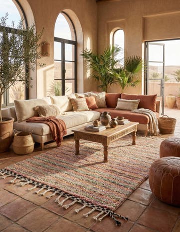 4' 10 x 8' 7 Hand Knotted Moroccan Wool Rug