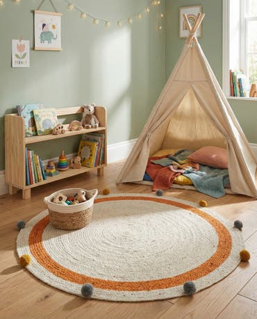  3' 1 x 3' 1  Hand Braided Kids Braided Jute Round Rug