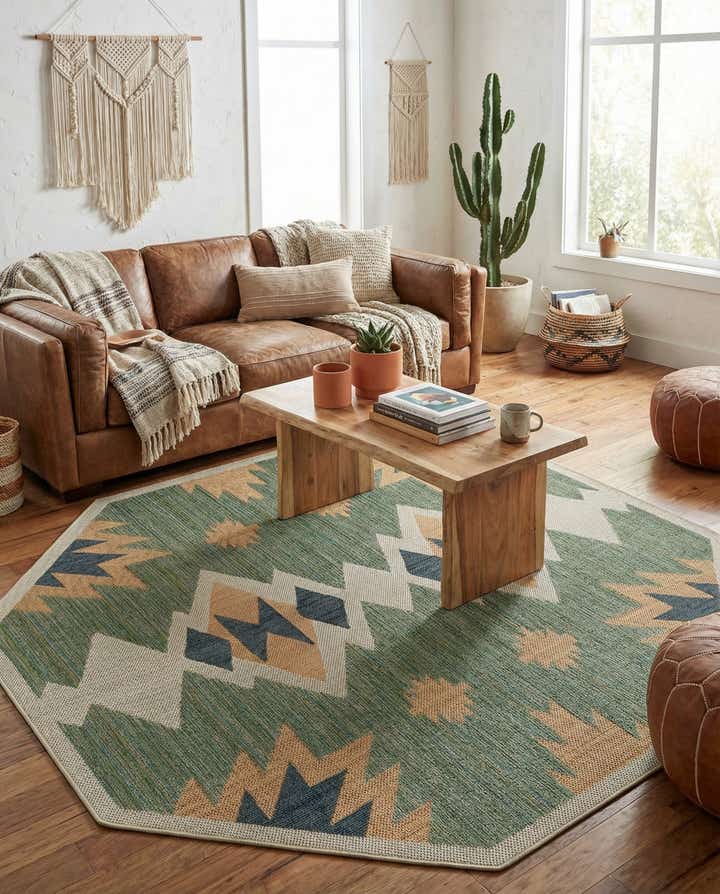 7' 10 x 7' 10 Easy-Clean Baja Indoor / Outdoor Octagon Rug