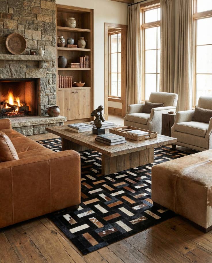 Detail image of 5' 3 x 8' 1 Cowhide - Patchwork Rug