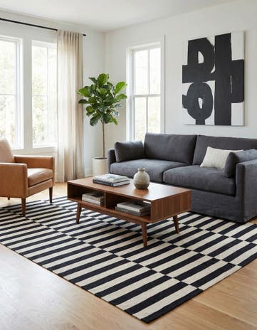 5' 1 x 6' 5 Hand Woven Kilim Modern Wool Rug