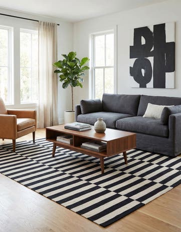5' 1 x 6' 5 Hand Woven Kilim Modern Wool Rug
