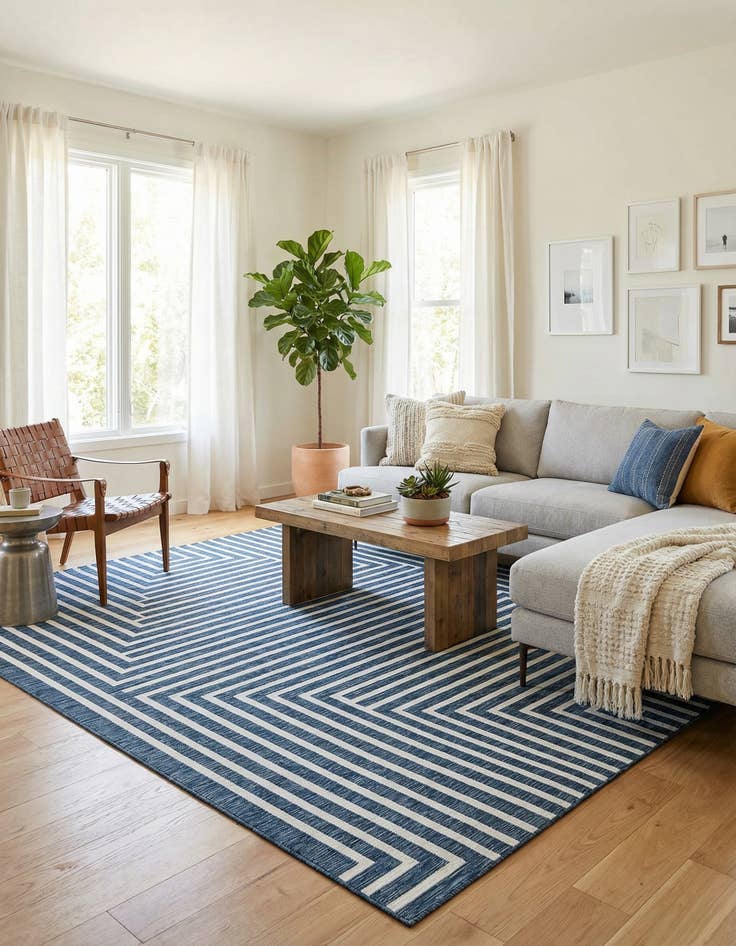 Detail image of 10' x 10'  Washable Modern Indoor / Outdoor Square Rug