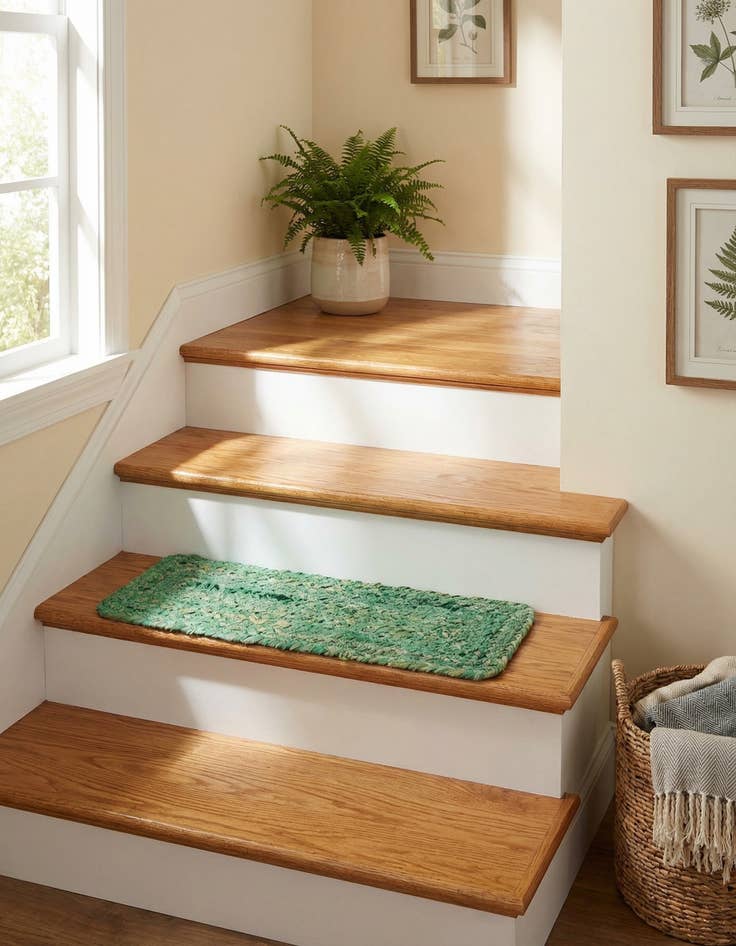 Detail image of 0' 9 x 2' 6  Hand Braided Chindi Stair Rug