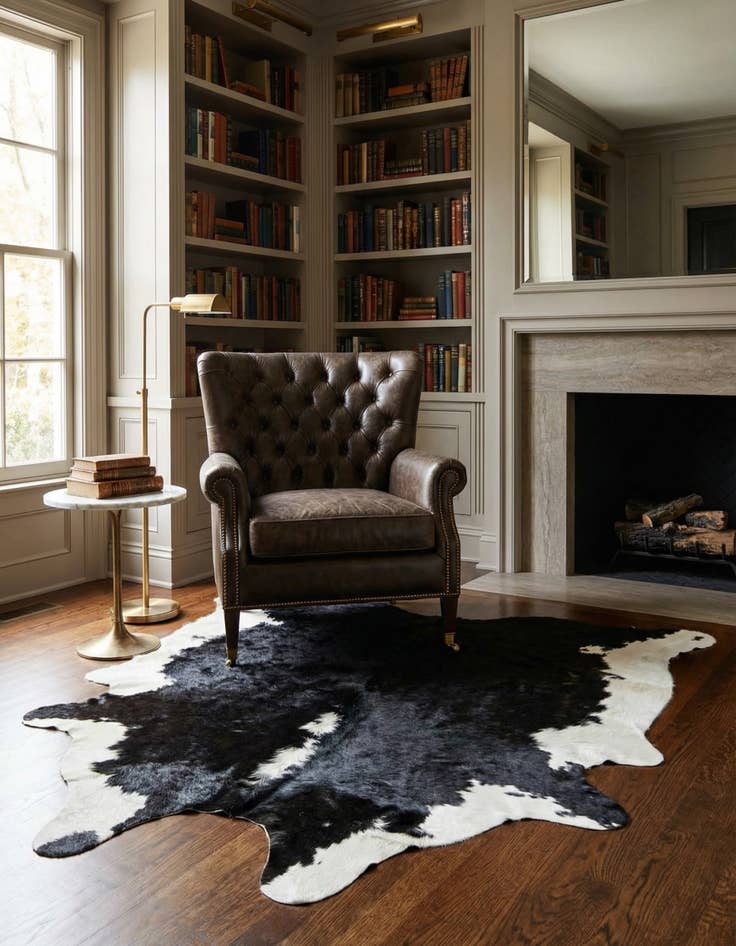 Detail image of 6' 1 x 6' 3 Cowhide Leather Square Rug