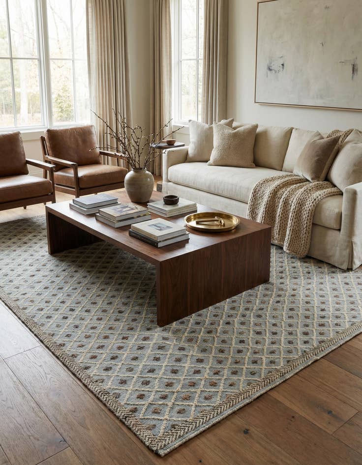 Detail image of  9' 5 x 14'  Hand Knotted Darya Wool Rug