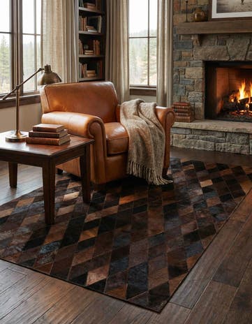4' 1 x 5' 10 Cowhide Stocks Rug
