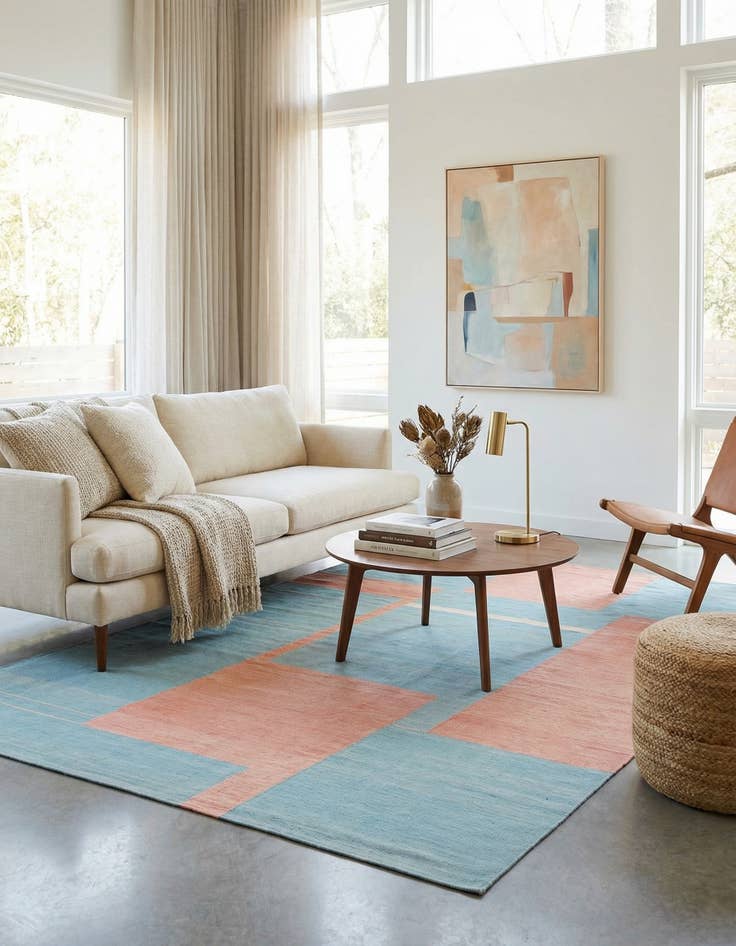 Detail image of 6' 7 x 9' 5 Hand Woven Kilim Modern Wool Rug