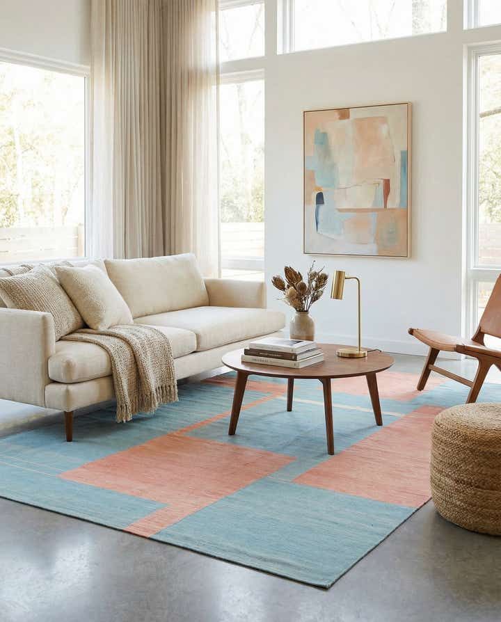 6' 7 x 9' 5 Hand Woven Kilim Modern Wool Rug