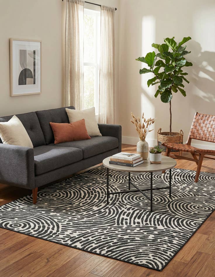 Detail image of  5' 3 x 8'  Washable Modern Indoor / Outdoor Rug