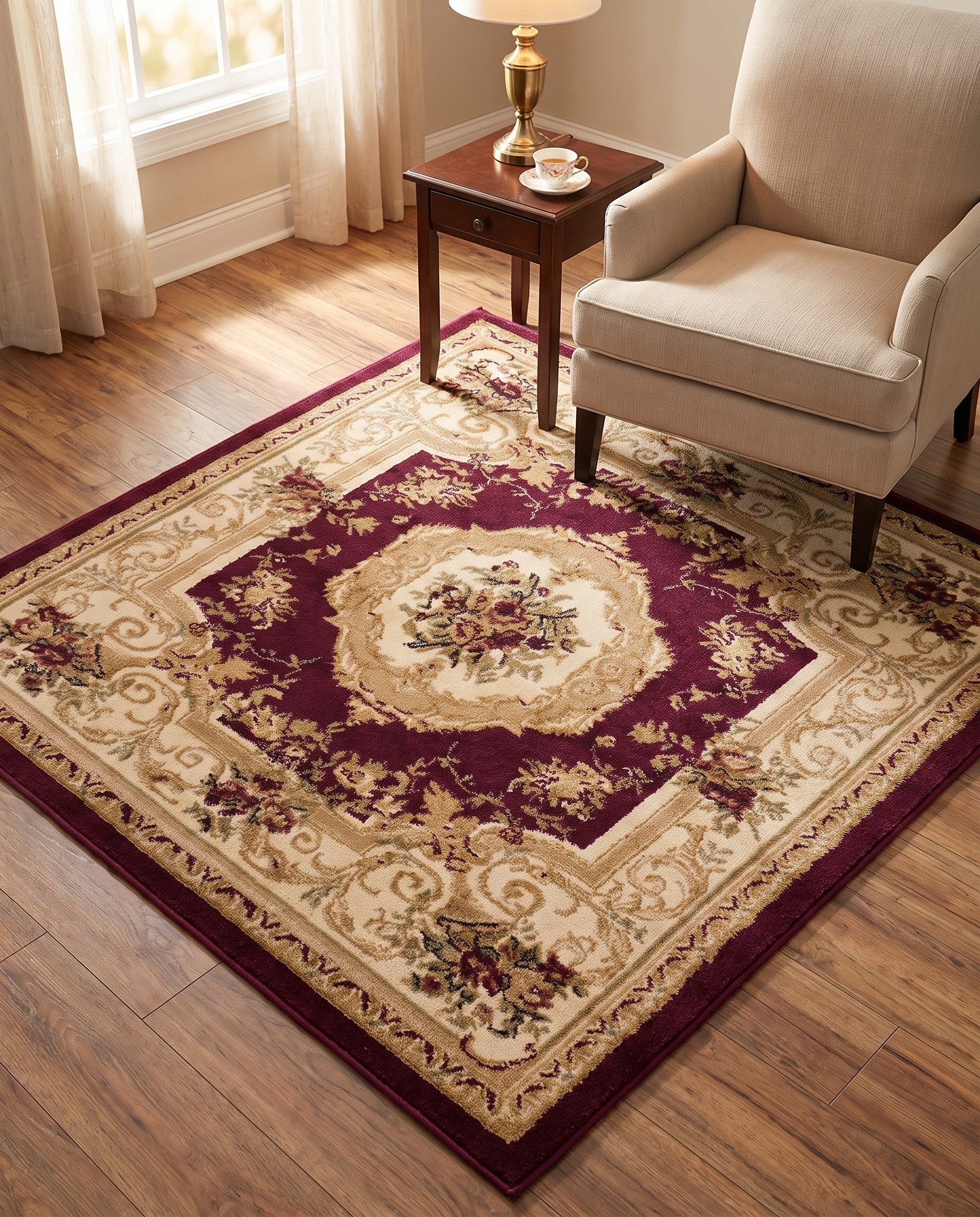 4' x 4' Classic Aubusson Square Rug