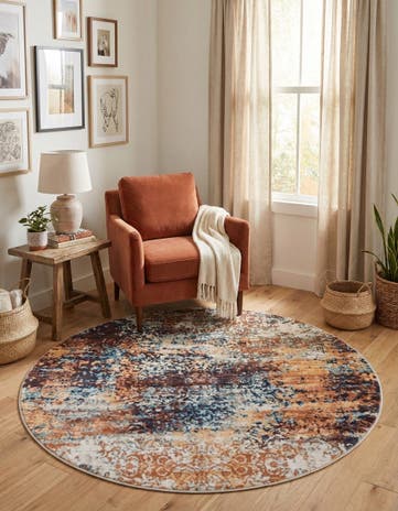 Brick Red Gossamer Round Rug