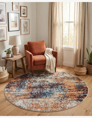 Brick Red Gossamer Round Rug