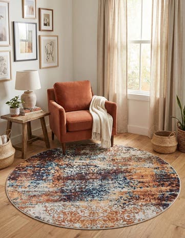 Brick Red Gossamer Round Rug