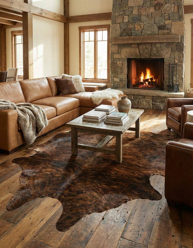 Detail image of 5' 11 x 6' 11 Cowhide Leather Rug