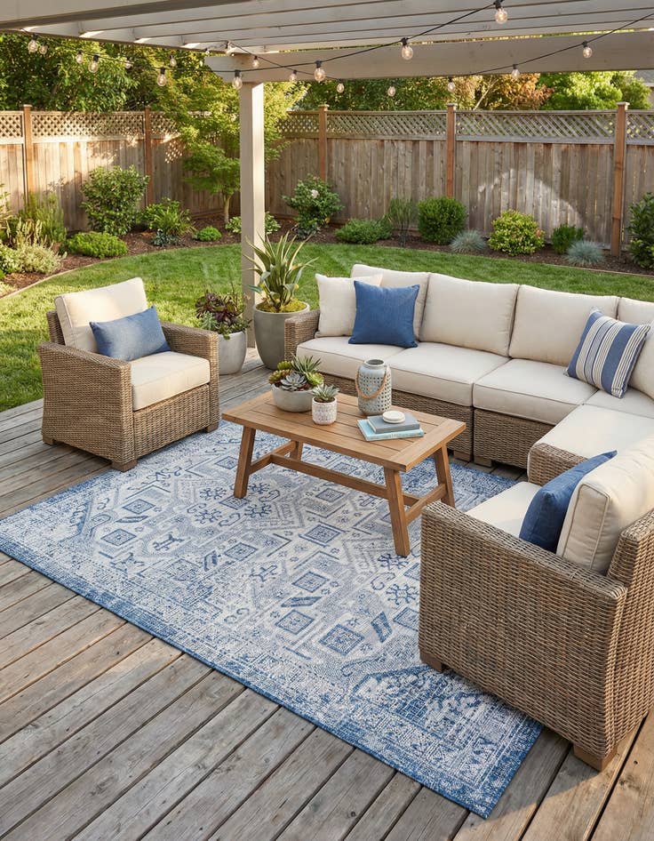 Detail image of 5' 3 x 8' Easy-Clean Aztec Indoor / Outdoor Rug