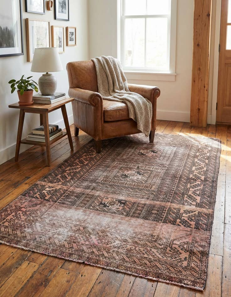 Detail image of 3' 7 x 6'  Hand Knotted Ultra Vintage Persian Wool Rug