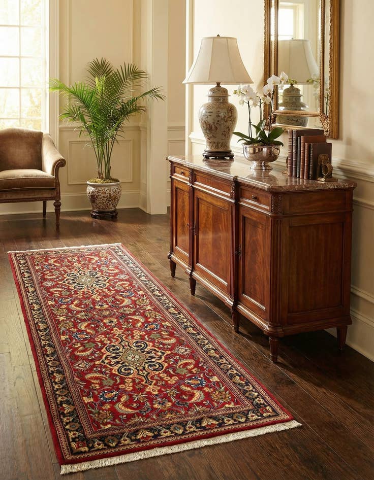 Detail image of  2' 9 x 6' 9  Hand Knotted Qom Persian Runner Rug