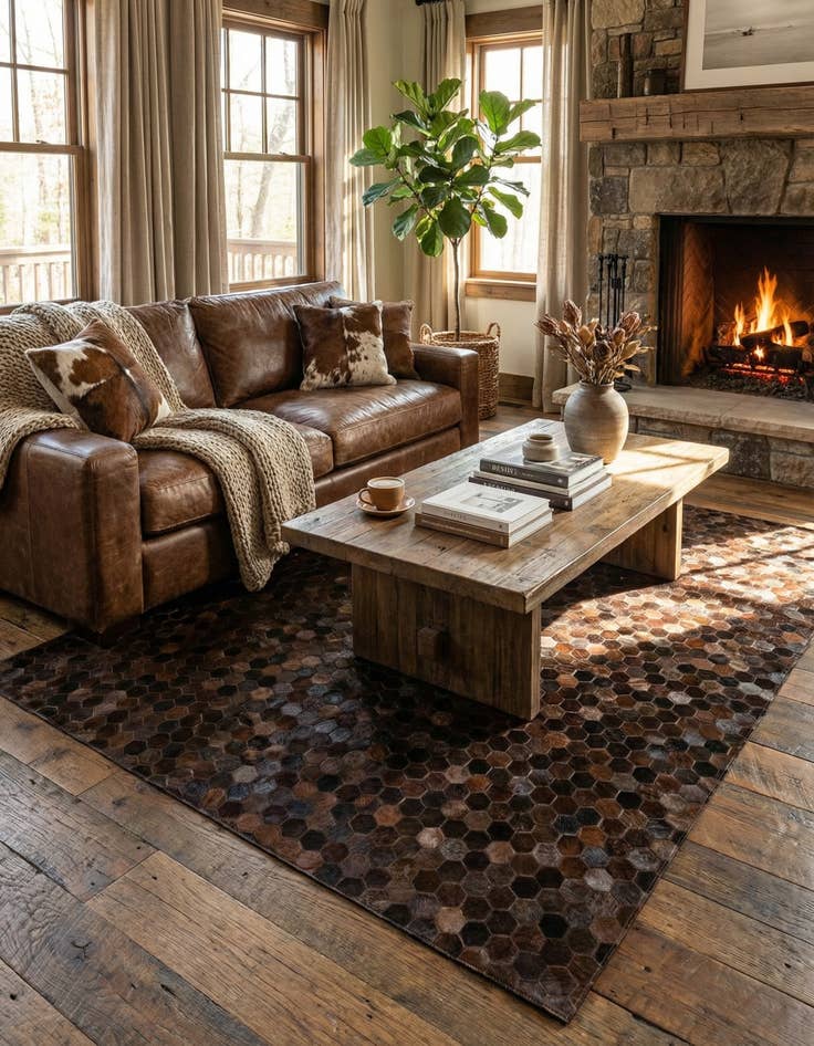 Detail image of 5' 1 x 7' 11 Cowhide Stocks Rug