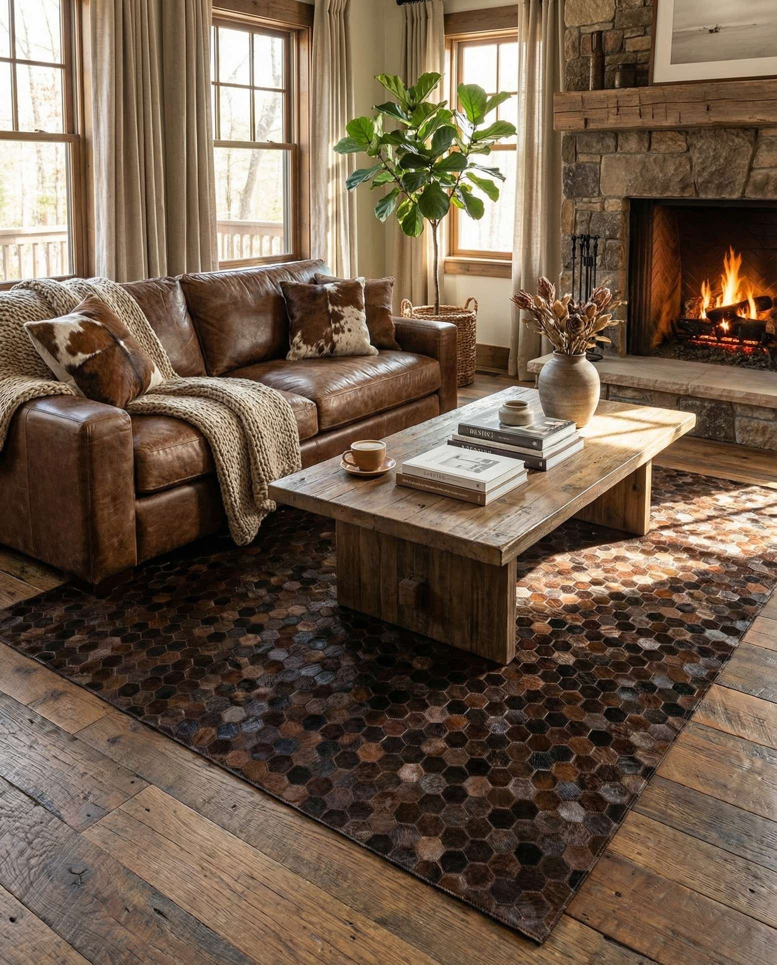 5' 1 x 7' 11 Cowhide Stocks Rug