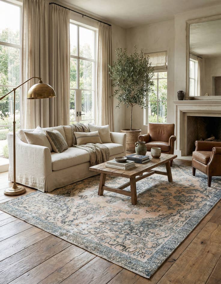 Detail image of  7' 1 x 9' 1  Hand Knotted Ultra Vintage Persian Wool Rug