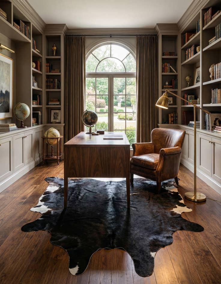 Detail image of 4' 8 x 5' 1 Cowhide Leather Square Rug